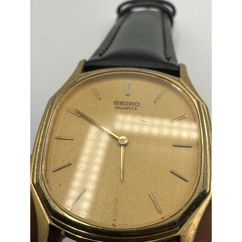 Vintage 1983 Seiko Quartz 7430-5129 Gold Tone Champagne Dial